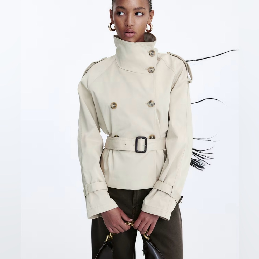 Short Twill Trench Coat